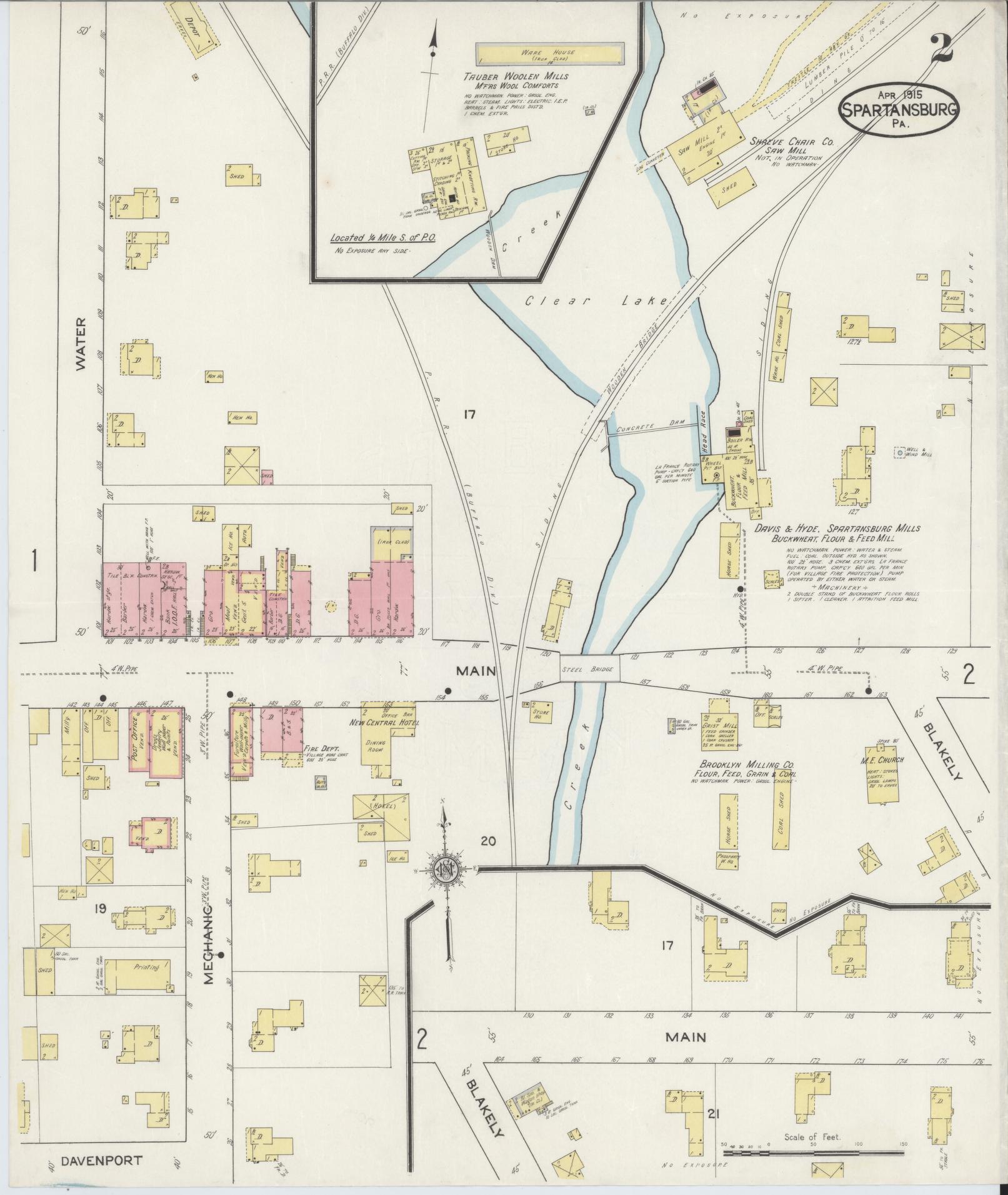 Sanborn Fire Insurance Map from Spartansburg, Crawford County, Pennsylvania (1915), Sheet #0002 - Complete Map Set gallery image, historic Sanborn map, vintage wall art, Pennsylvania Pennsylvania