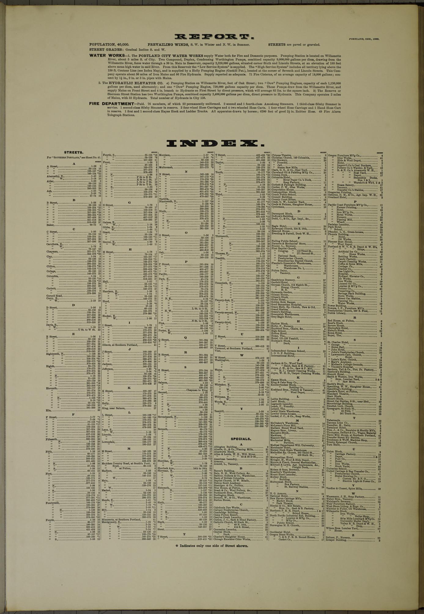 Sanborn Fire Insurance Map from Portland, Multnomah County, Oregon (1889), Sheet #0001 - Complete Map Set gallery image, historic Sanborn map, vintage wall art, Oregon Oregon