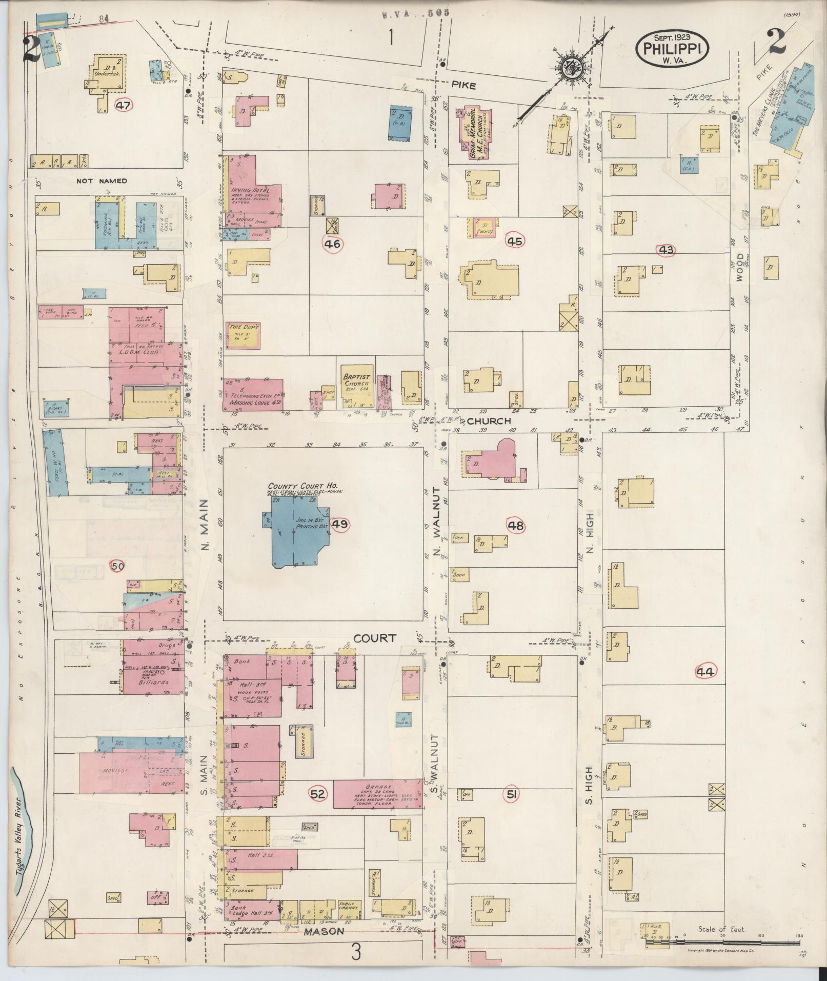 Sanborn Fire Insurance Map from Philippi, Barbour County, West Virginia (1944), Sheet #0002 - Complete Map Set gallery image, historic Sanborn map, vintage wall art, West Virginia West Virginia