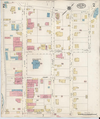 Sanborn Fire Insurance Map from Philippi, Barbour County, West Virginia (1944), Sheet #0002 - Complete Map Set gallery image, historic Sanborn map, vintage wall art, West Virginia West Virginia