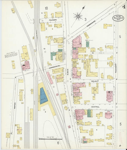 Sanborn Fire Insurance Map from Palmer, Hampden County, Massachusetts (1906), Sheet #0004 - Complete Map Set gallery image, historic Sanborn map, vintage wall art, Massachusetts Massachusetts