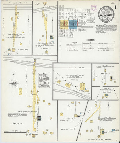 Sanborn Fire Insurance Map from Wilburton, Latimer County, Oklahoma (1904), Sheet #0001 - Complete Map Set gallery image, historic Sanborn map, vintage wall art, Oklahoma Oklahoma