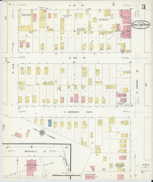 Sanborn Fire Insurance Map from Highland Park, Lake County, Illinois (1912), Sheet #0003 - Historic Sanborn Fire Insurance Map Print, vintage old map wall art, antique decor, genealogy gift, Illinois Illinois map