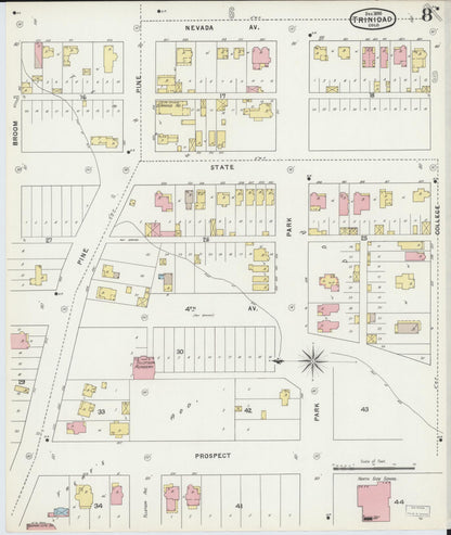 Sanborn Fire Insurance Map from Trinidad, Las Animas County, Colorado (1895), Sheet #0008 - Complete Map Set gallery image, historic Sanborn map, vintage wall art, Colorado Colorado