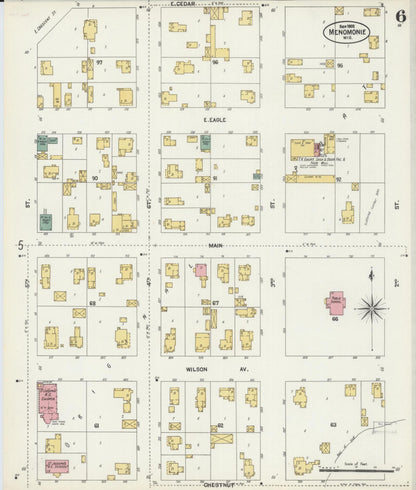 Sanborn Fire Insurance Map from Menomonie, Dunn County, Wisconsin (1902), Sheet #0006 - Complete Map Set gallery image, historic Sanborn map, vintage wall art, Wisconsin Wisconsin