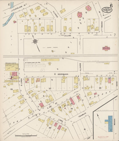 Sanborn Fire Insurance Map from Hobart, Lake County, Indiana (1922), Sheet #0006 - Complete Map Set gallery image, historic Sanborn map, vintage wall art, Indiana Indiana