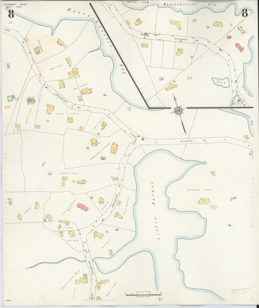 Sanborn Fire Insurance Map from Cohasset, Norfolk County, Massachusetts (1940), Sheet #0008 - Historic Sanborn Fire Insurance Map Print, vintage old map wall art, antique decor, genealogy gift, Massachusetts Massachusetts map