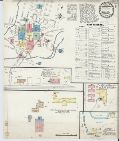 Sanborn Fire Insurance Map from Wooster, Wayne County, Ohio (1898), Sheet #0001 - Historic Sanborn Fire Insurance Map Print, vintage old map wall art, antique decor, genealogy gift, Ohio Ohio map
