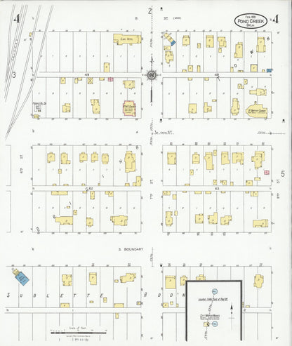 Sanborn Fire Insurance Map from Pond Creek, Grant County, Oklahoma (1928), Sheet #0004 - Complete Map Set gallery image, historic Sanborn map, vintage wall art, Oklahoma Oklahoma