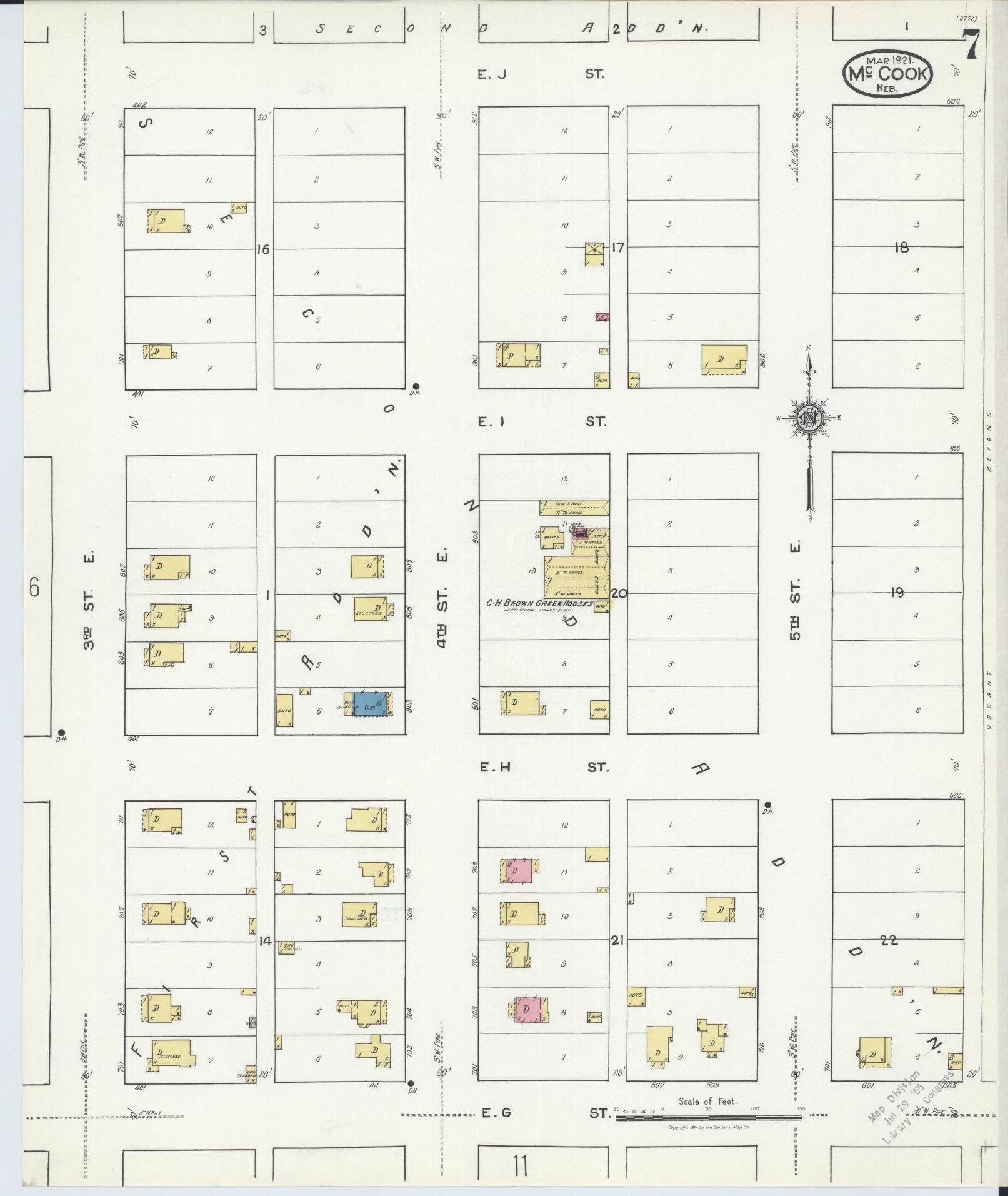 Sanborn Fire Insurance Map from Mccook, Red Willow County, Nebraska (1921), Sheet #0007 - Complete Map Set gallery image, historic Sanborn map, vintage wall art, Nebraska Nebraska