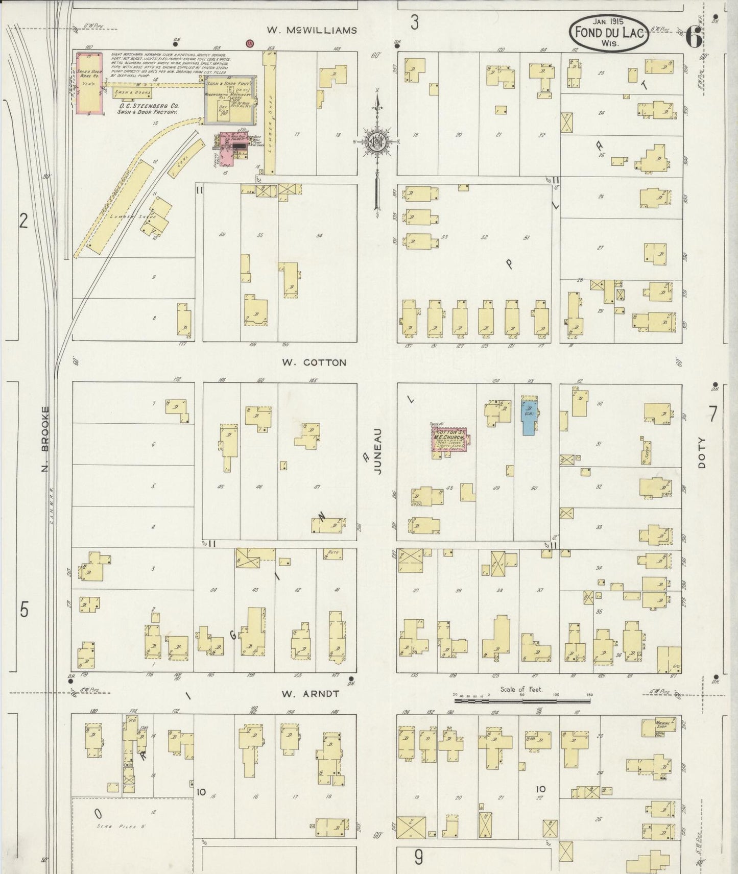 Sanborn Fire Insurance Map from Fond du Lac, Fond du Lac County, Wisconsin (1915), Sheet #0006 - Complete Map Set gallery image, historic Sanborn map, vintage wall art, Wisconsin Wisconsin