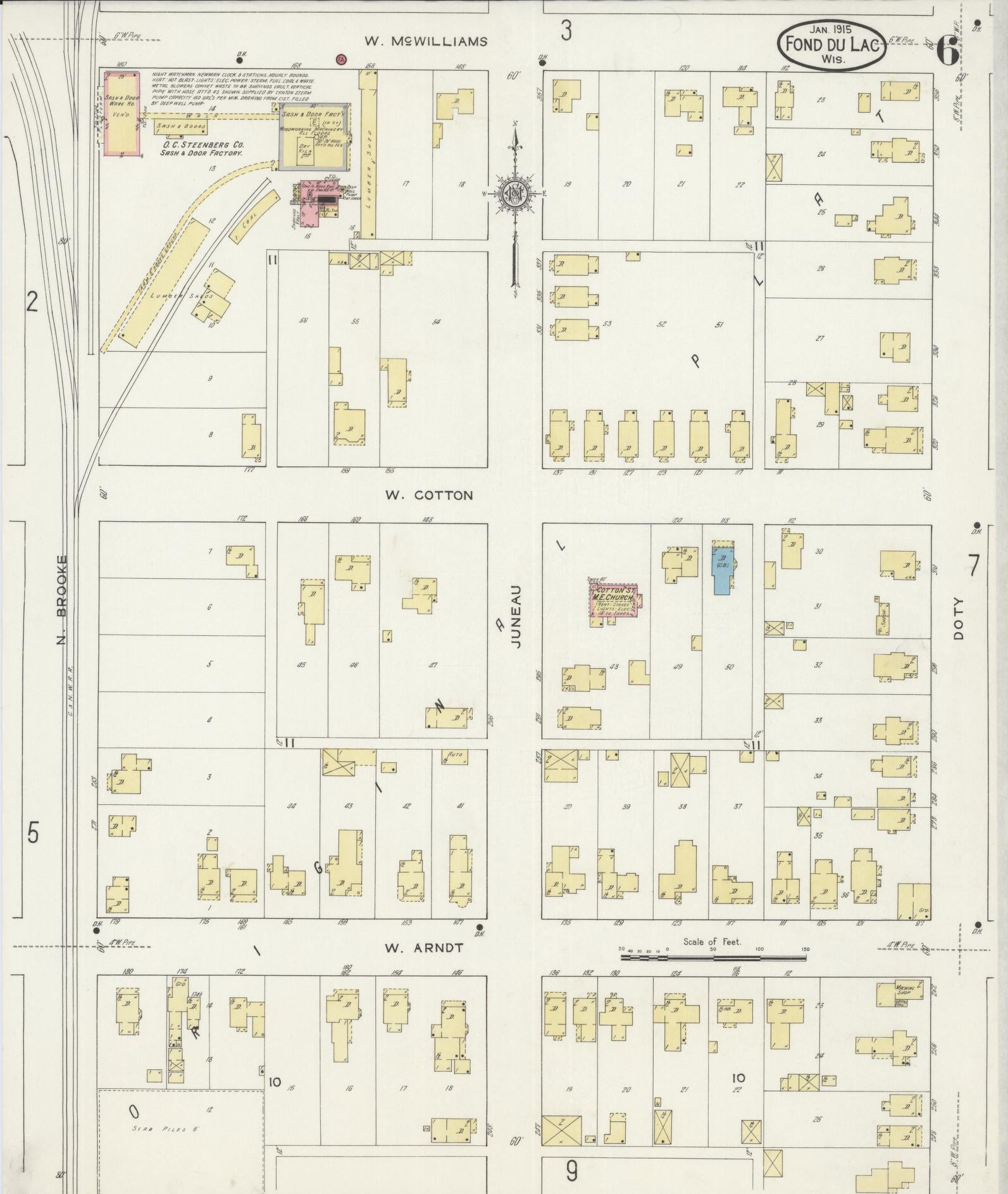 Sanborn Fire Insurance Map from Fond du Lac, Fond du Lac County, Wisconsin (1915), Sheet #0006 - Complete Map Set gallery image, historic Sanborn map, vintage wall art, Wisconsin Wisconsin