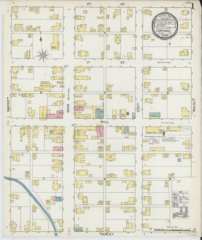Sanborn Fire Insurance Map from Carthage, Rush County, Indiana (1892), Sheet #0001 - Historic Sanborn Fire Insurance Map Print, vintage old map wall art, antique decor, genealogy gift, Indiana Indiana map