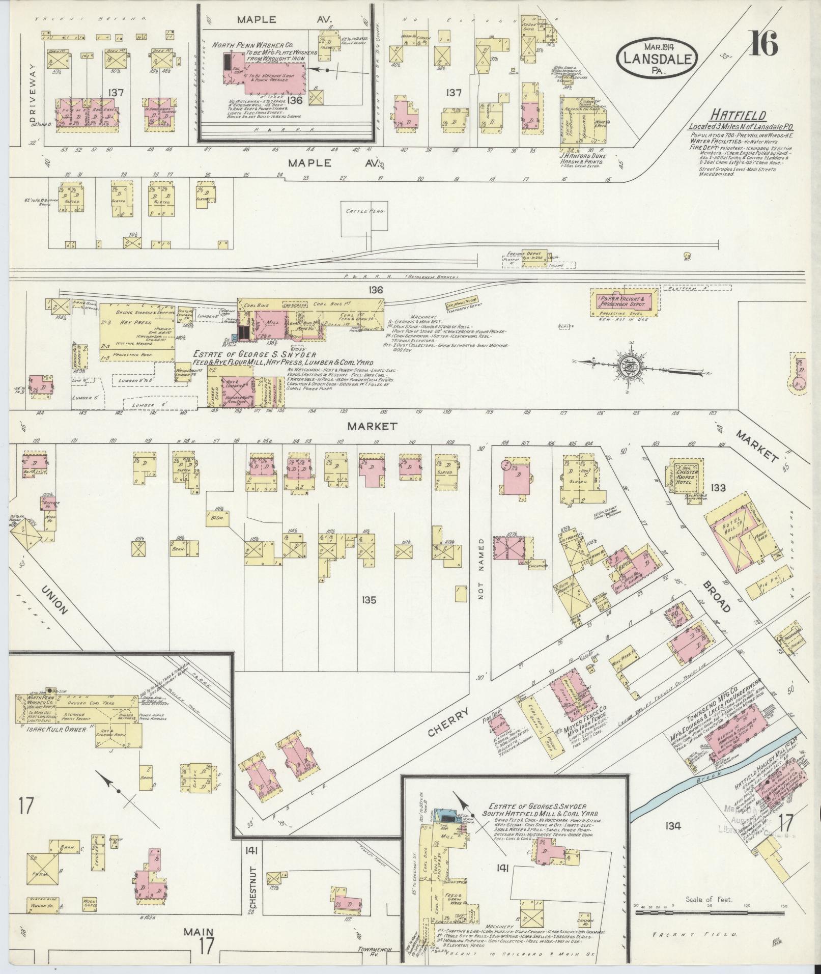 Sanborn Fire Insurance Map from Lansdale, Montgomery County, Pennsylvania (1914), Sheet #0016 - Complete Map Set gallery image, historic Sanborn map, vintage wall art, Pennsylvania Pennsylvania