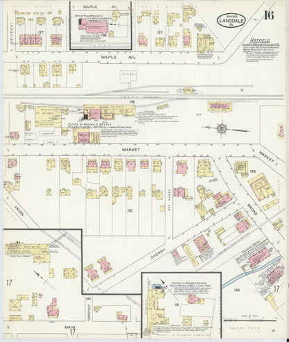 Sanborn Fire Insurance Map from Lansdale, Montgomery County, Pennsylvania (1914), Sheet #0016 - Complete Map Set gallery image, historic Sanborn map, vintage wall art, Pennsylvania Pennsylvania