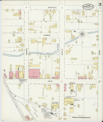 Sanborn Fire Insurance Map from Russellville, Logan County, Kentucky (1897), Sheet #0003 - Complete Map Set gallery image, historic Sanborn map, vintage wall art, Kentucky Kentucky