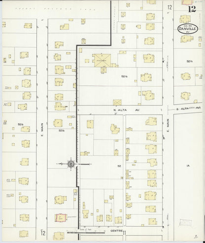 Sanborn Fire Insurance Map from Danville, Boyle County, Kentucky (1914), Sheet #0012 - Complete Map Set gallery image, historic Sanborn map, vintage wall art, Kentucky Kentucky