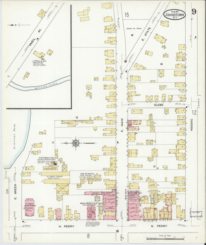 Sanborn Fire Insurance Map from Johnstown, Fulton County, New York (1912), Sheet #0009 - Complete Map Set gallery image, historic Sanborn map, vintage wall art, New York New York