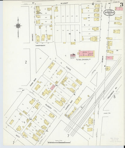 Sanborn Fire Insurance Map from Urbana, Champaign County, Ohio (1910), Sheet #0003 - Complete Map Set gallery image, historic Sanborn map, vintage wall art, Ohio Ohio
