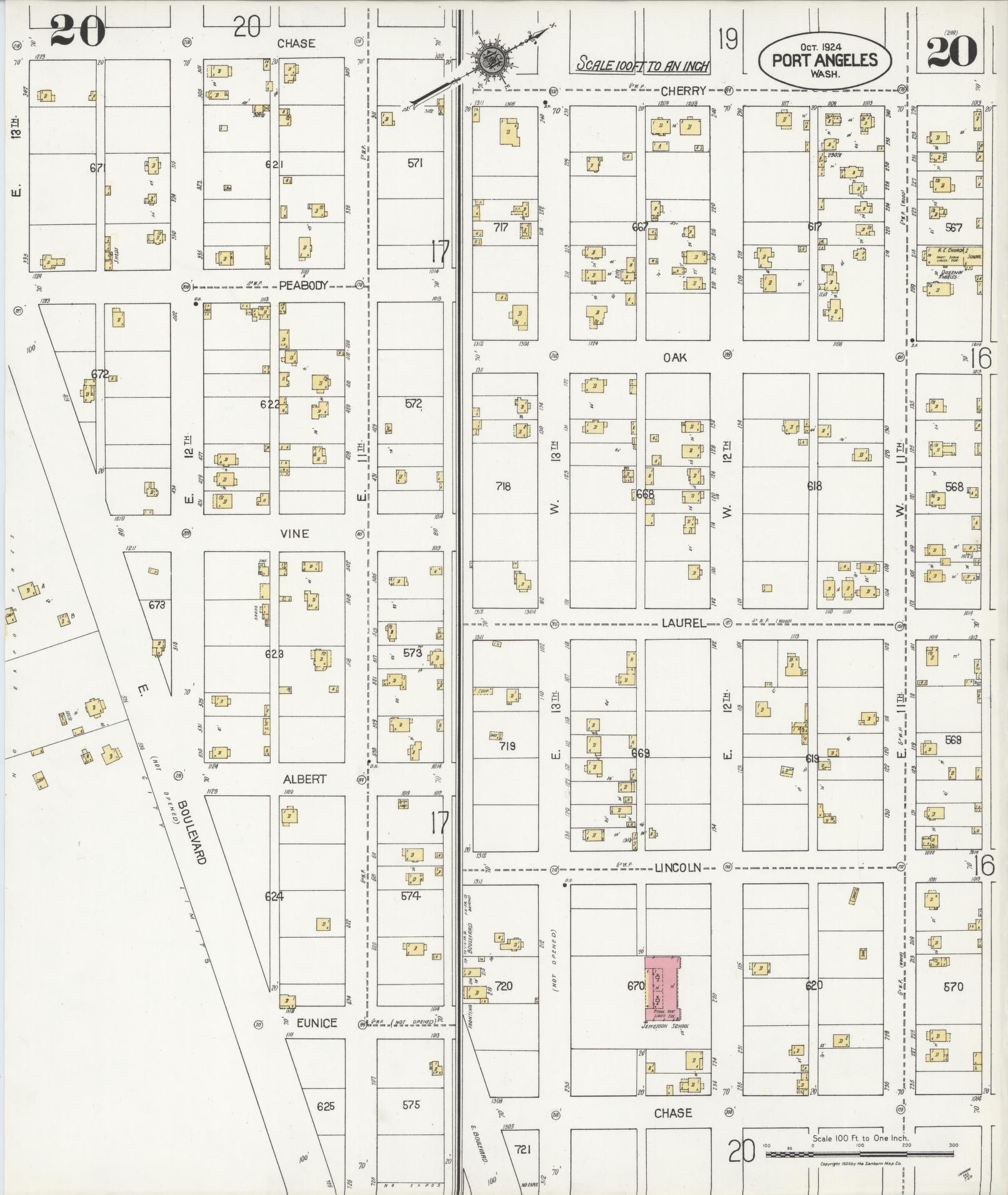 Sanborn Fire Insurance Map from Port Angeles, Clallam County, Washington (1924), Sheet #0020 - Complete Map Set gallery image, historic Sanborn map, vintage wall art, Washington Washington