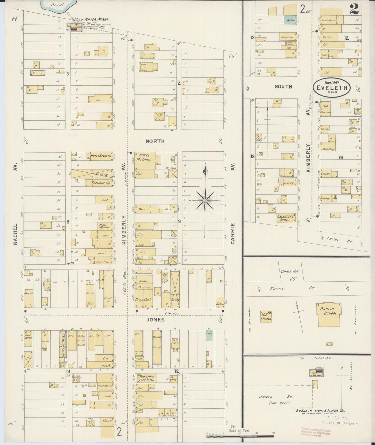 Sanborn Fire Insurance Map from Eveleth, Saint Louis County, Minnesota (1897), Sheet #0002 - Complete Map Set gallery image, historic Sanborn map, vintage wall art, Minnesota Minnesota