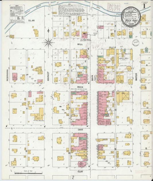 Sanborn Fire Insurance Map from Rockport, Atchison County, Missouri (1900), Sheet #0001 - Historic Sanborn Fire Insurance Map Print, vintage old map wall art, antique decor, genealogy gift, Missouri Missouri map