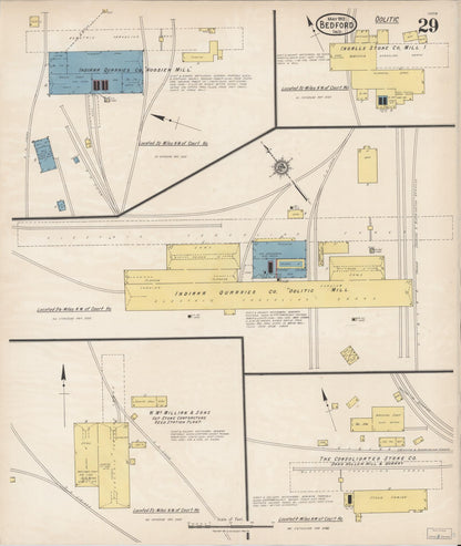 Sanborn Fire Insurance Map from Bedford, Lawrence County, Indiana (1922), Sheet #0029 - Historic Sanborn Fire Insurance Map Print, vintage old map wall art, antique decor, genealogy gift, Indiana Indiana map