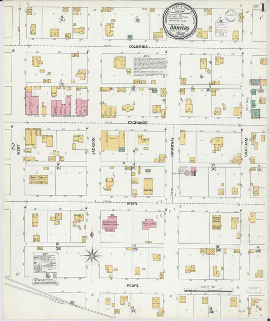 Sanborn Fire Insurance Map from Danvers, McLean County, Illinois (1901), Sheet #0001 - Complete Map Set gallery image, historic Sanborn map, vintage wall art, Illinois Illinois