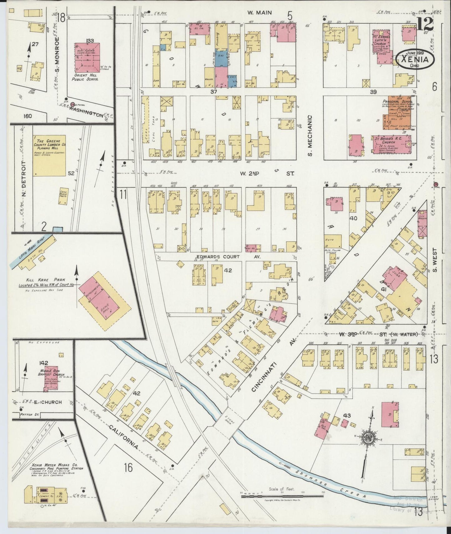 Sanborn Fire Insurance Map from Xenia, Greene County, Ohio (1919), Sheet #0012 - Complete Map Set gallery image, historic Sanborn map, vintage wall art, Ohio Ohio