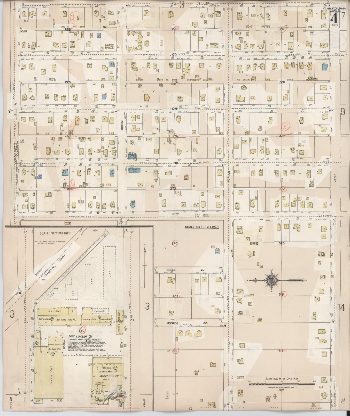 Sanborn Fire Insurance Map from Clarkston, Asotin County, Washington (1949), Sheet #0004 - Complete Map Set gallery image, historic Sanborn map, vintage wall art, Washington Washington