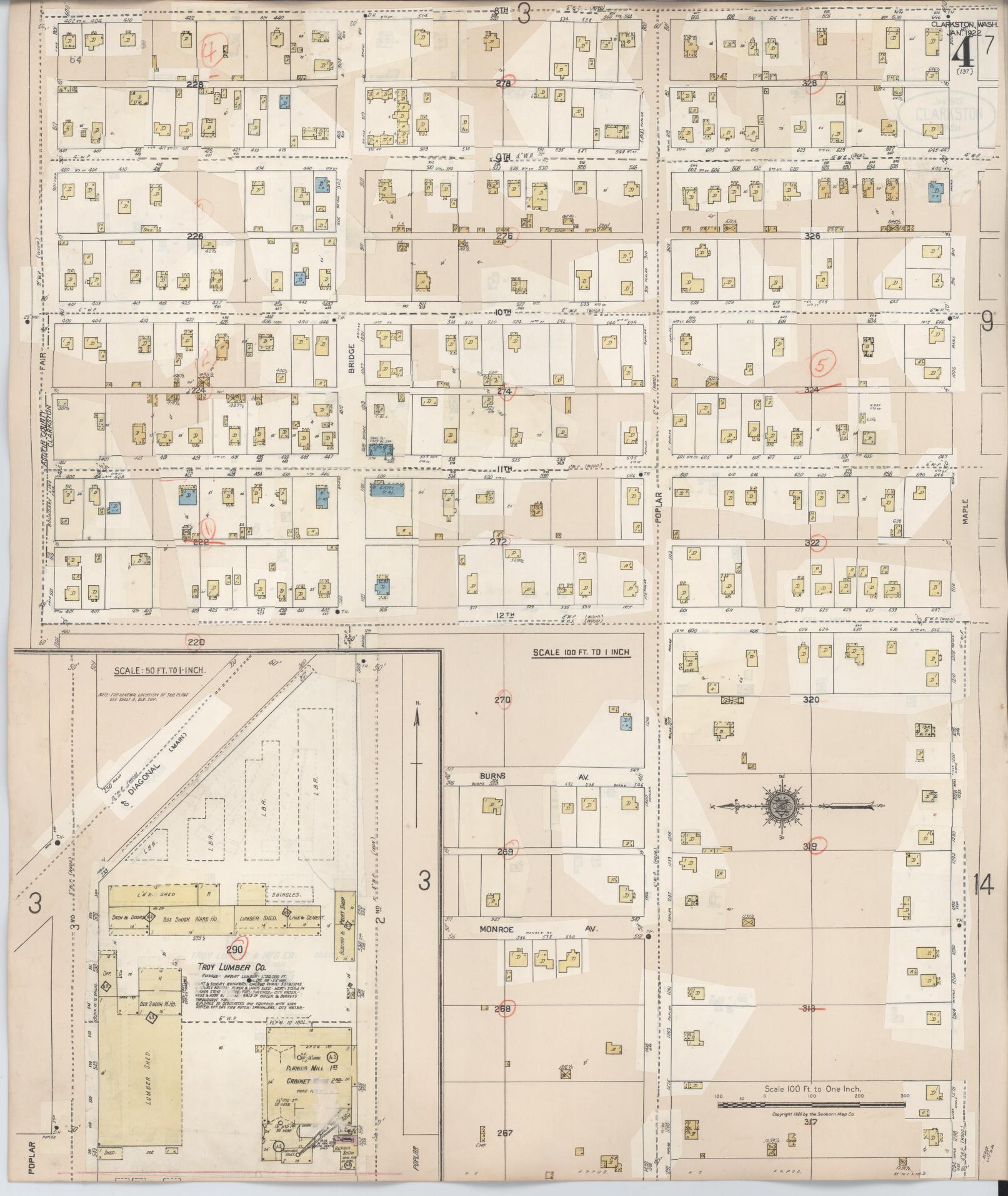 Sanborn Fire Insurance Map from Clarkston, Asotin County, Washington (1949), Sheet #0004 - Complete Map Set gallery image, historic Sanborn map, vintage wall art, Washington Washington