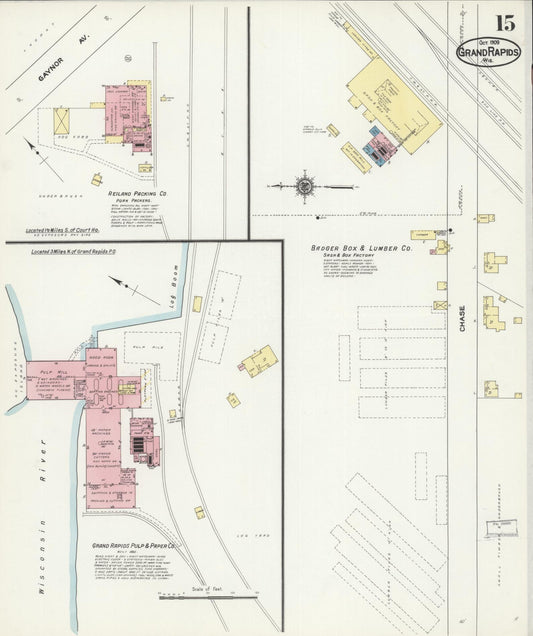 Sanborn Fire Insurance Map from Grand Rapids, Wood County, Wisconsin (1909), Sheet #0015 - Historic Sanborn Fire Insurance Map Print, vintage old map wall art, antique decor, genealogy gift, Wisconsin Wisconsin map