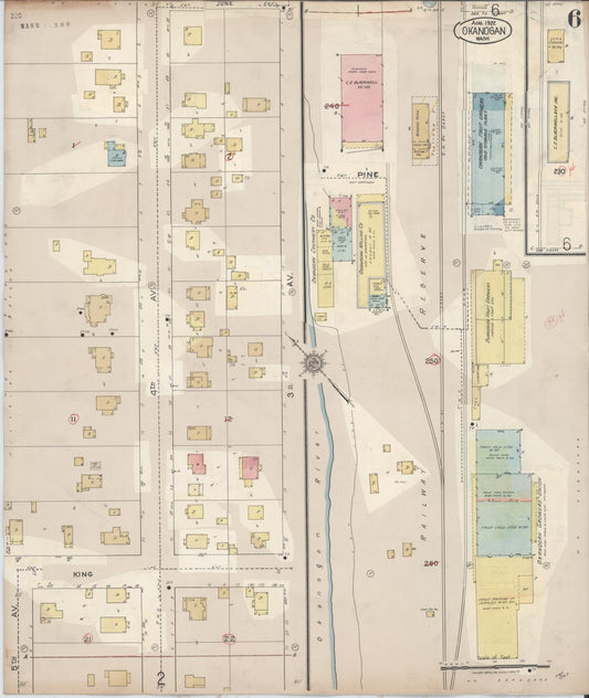 Sanborn Fire Insurance Map from Okanogan, Okanogan County, Washington (1945), Sheet #0006 - Historic Sanborn Fire Insurance Map Print, vintage old map wall art, antique decor, genealogy gift, Washington Washington map