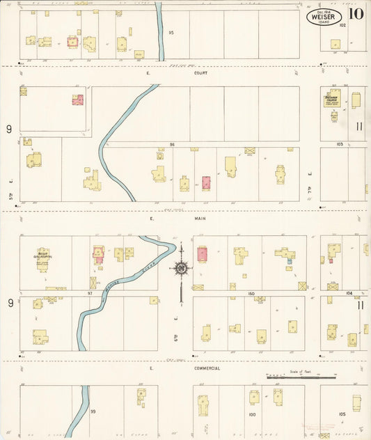 Sanborn Fire Insurance Map from Weiser, Washington County, Idaho (1914), Sheet #0010 - Historic Sanborn Fire Insurance Map Print, vintage old map wall art, antique decor, genealogy gift, Idaho Idaho map