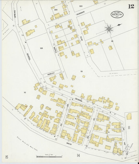Sanborn Fire Insurance Map from Berlin, Coos County, New Hampshire (1905), Sheet #0012 - Historic Sanborn Fire Insurance Map Print, vintage old map wall art, antique decor, genealogy gift, New Hampshire New Hampshire map