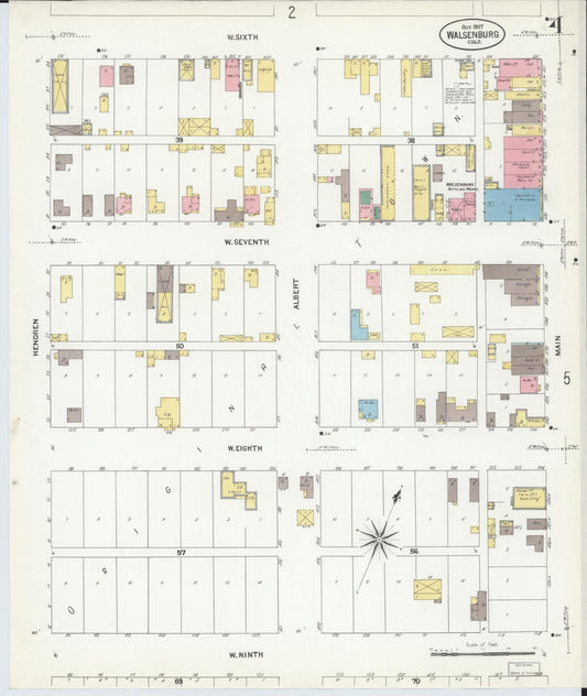 Sanborn Fire Insurance Map from Walsenburg, Huerfano County, Colorado (1907), Sheet #0004 - Historic Sanborn Fire Insurance Map Print, vintage old map wall art, antique decor, genealogy gift, Colorado Colorado map
