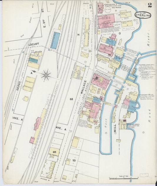 Sanborn Fire Insurance Map from Sterling, Whiteside County, Illinois (1891), Sheet #0002 - Historic Sanborn Fire Insurance Map Print, vintage old map wall art, antique decor, genealogy gift, Illinois Illinois map