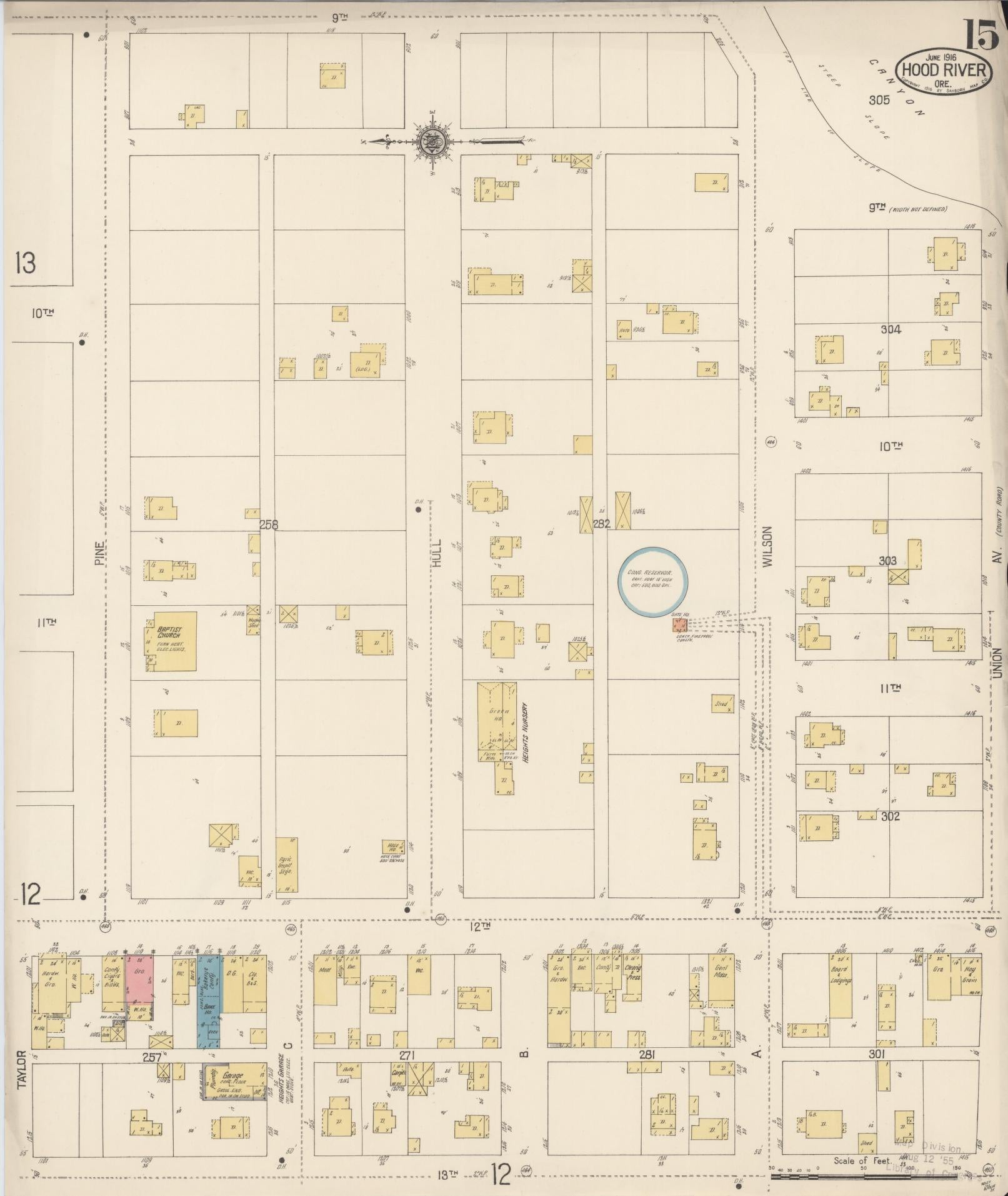 Sanborn Fire Insurance Map from Hood River, Hood River County, Oregon (1916), Sheet #0015 - Historic Sanborn Fire Insurance Map Print, vintage old map wall art, antique decor, genealogy gift, Oregon Oregon map