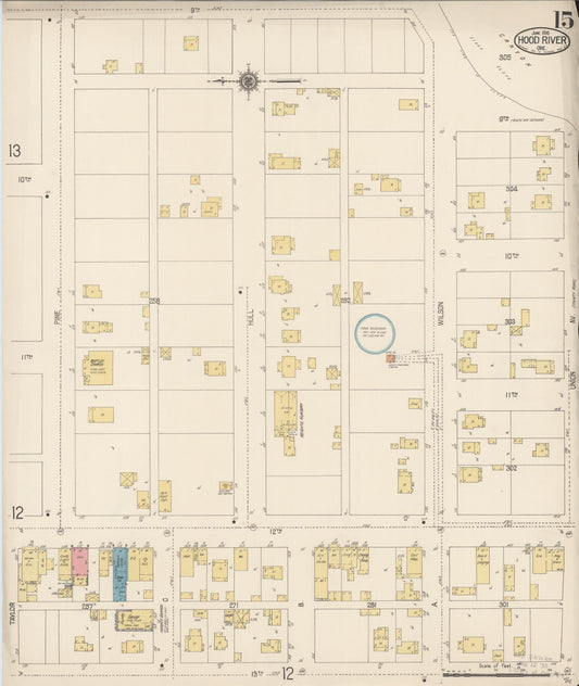 Sanborn Fire Insurance Map from Hood River, Hood River County, Oregon (1916), Sheet #0015 - Historic Sanborn Fire Insurance Map Print, vintage old map wall art, antique decor, genealogy gift, Oregon Oregon map