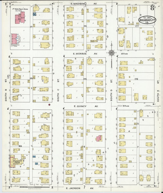Sanborn Fire Insurance Map from Arkansas City, Cowley County, Kansas (1920), Sheet #0008 - Historic Sanborn Fire Insurance Map Print, vintage old map wall art, antique decor, genealogy gift, Kansas Kansas map