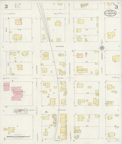 Sanborn Fire Insurance Map from Livingston, Polk County, Texas (1927), Sheet #0003 - Complete Map Set gallery image, historic Sanborn map, vintage wall art, Texas Texas