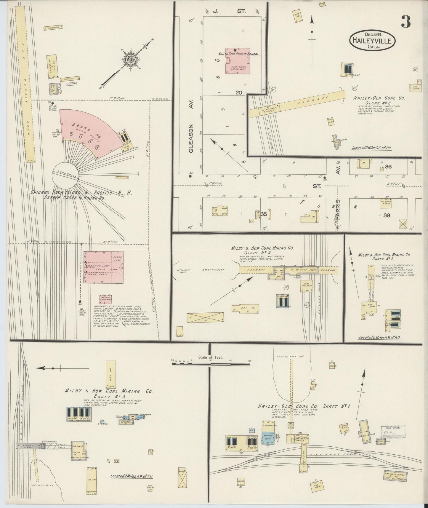 Sanborn Fire Insurance Map from Hailyville, Pittsburg County, Oklahoma (1914), Sheet #0003 - Historic Sanborn Fire Insurance Map Print, vintage old map wall art, antique decor, genealogy gift, Oklahoma Oklahoma map