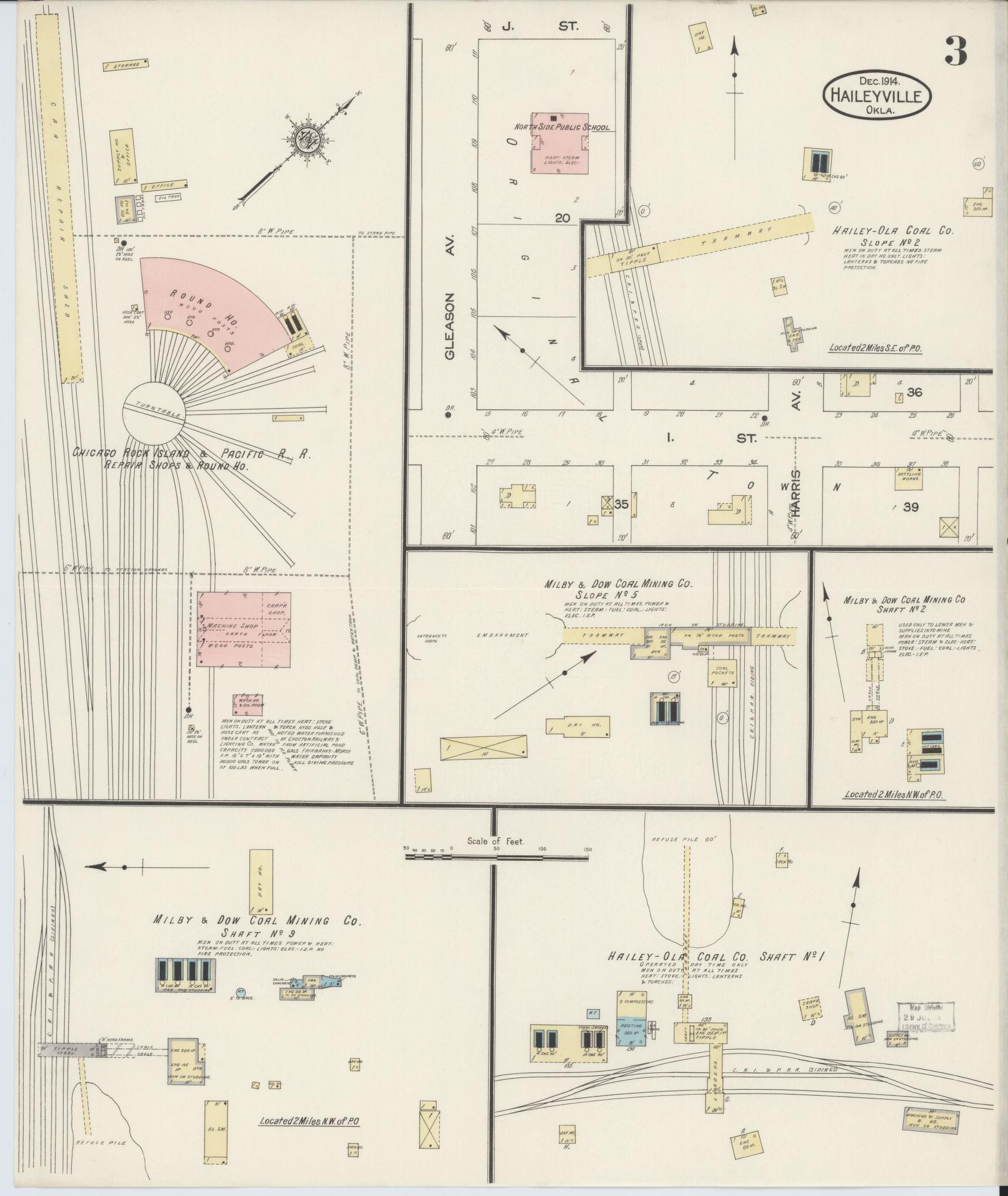 Sanborn Fire Insurance Map from Hailyville, Pittsburg County, Oklahoma (1914), Sheet #0003 - Historic Sanborn Fire Insurance Map Print, vintage old map wall art, antique decor, genealogy gift, Oklahoma Oklahoma map
