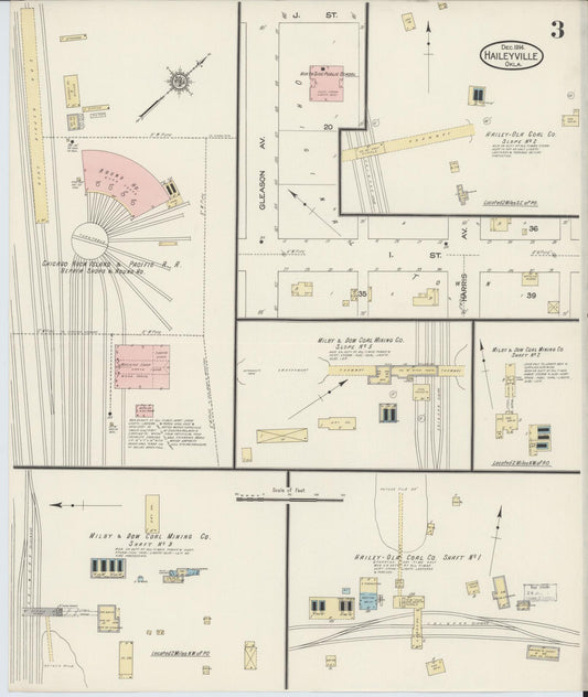 Sanborn Fire Insurance Map from Hailyville, Pittsburg County, Oklahoma (1914), Sheet #0003 - Historic Sanborn Fire Insurance Map Print, vintage old map wall art, antique decor, genealogy gift, Oklahoma Oklahoma map