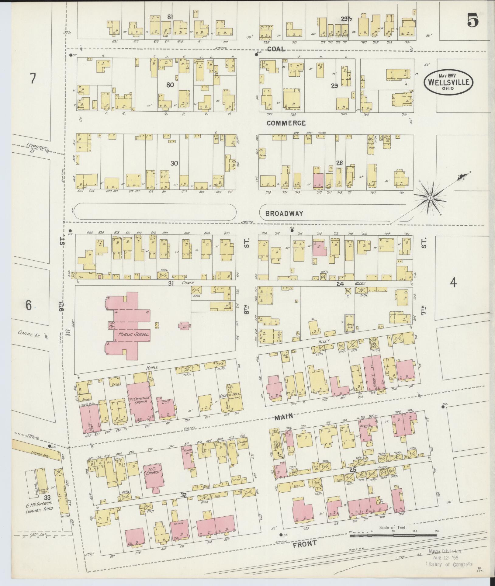 Sanborn Fire Insurance Map from Wellsville, Columbiana County, Ohio (1897), Sheet #0005 - Complete Map Set gallery image, historic Sanborn map, vintage wall art, Ohio Ohio