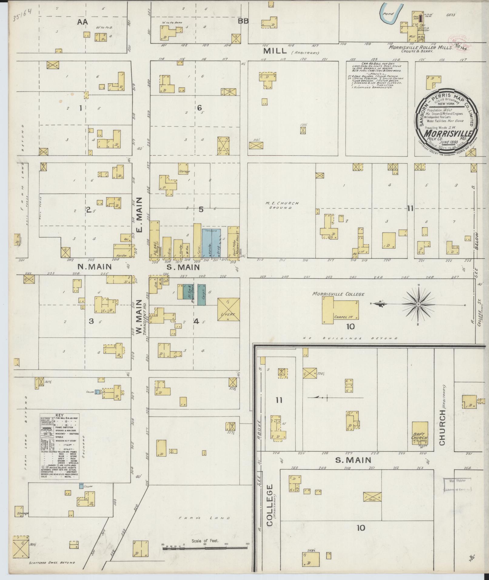 Sanborn Fire Insurance Map from Morrisville, Polk County, Missouri. (1893) – Historic Sanborn Fire Insurance Map Print