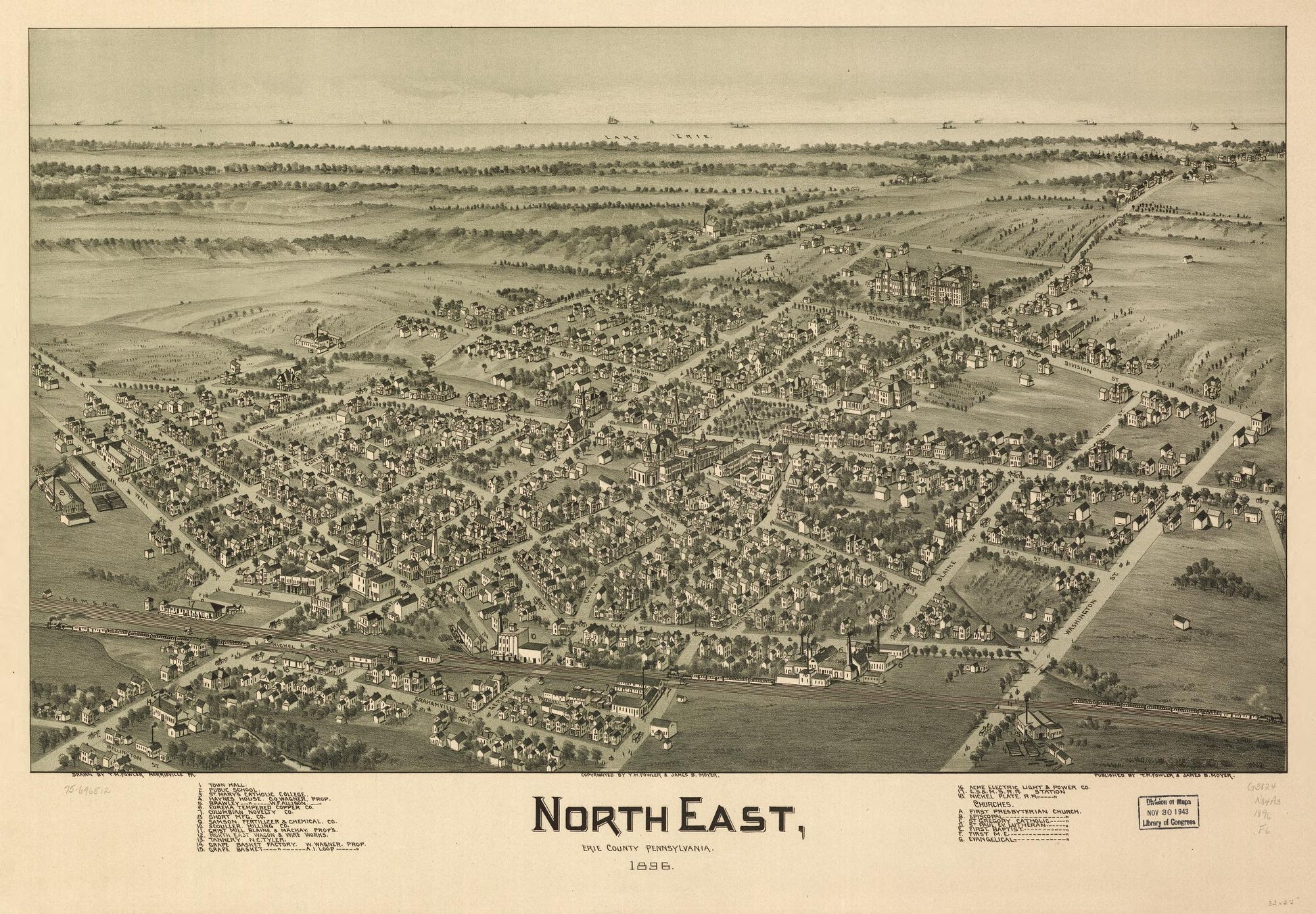 North East, Erie County, Pennsylvania, 1896. (1896) – Historic Bird’s-Eye View Panorama Print