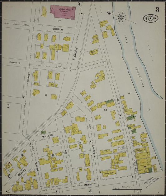 Sanborn Fire Insurance Map from Berlin, Coos County, New Hampshire (1901), Sheet #0003 - Historic Sanborn Fire Insurance Map Print, vintage old map wall art, antique decor, genealogy gift, New Hampshire New Hampshire map