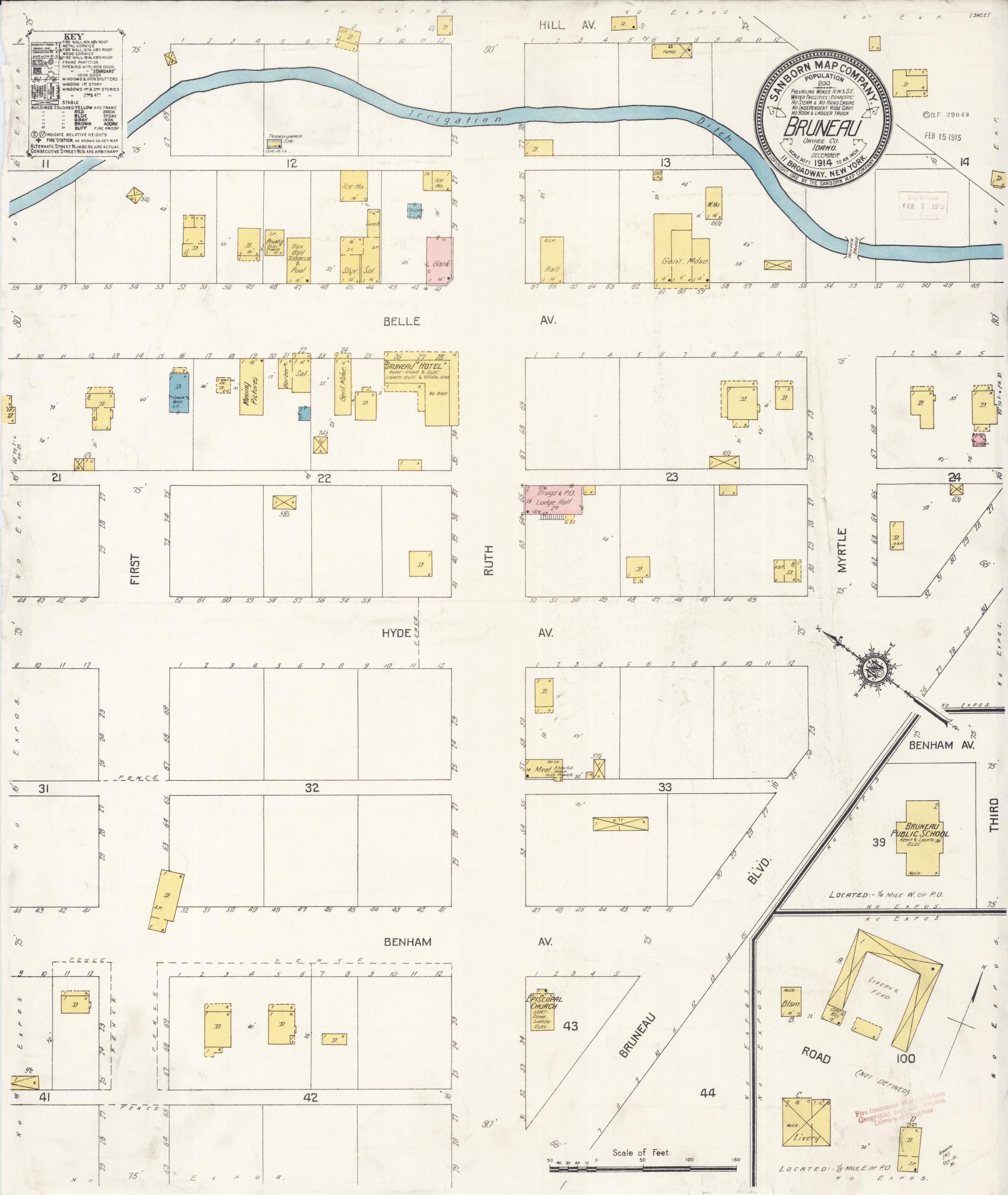Sanborn Fire Insurance Map from Bruneau, Owyhee County, Idaho (1914), Sheet #0001 - Historic Sanborn Fire Insurance Map Print, vintage old map wall art, antique decor, genealogy gift, Idaho Idaho map