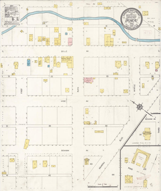Sanborn Fire Insurance Map from Bruneau, Owyhee County, Idaho (1914), Sheet #0001 - Historic Sanborn Fire Insurance Map Print, vintage old map wall art, antique decor, genealogy gift, Idaho Idaho map